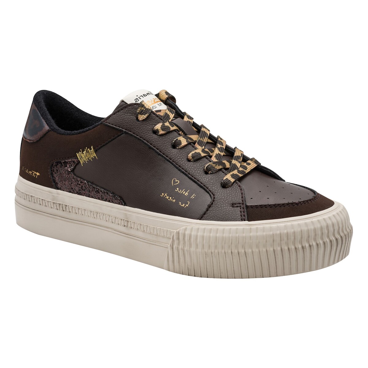 Chunky sole trainers dark brown, TAMARIS