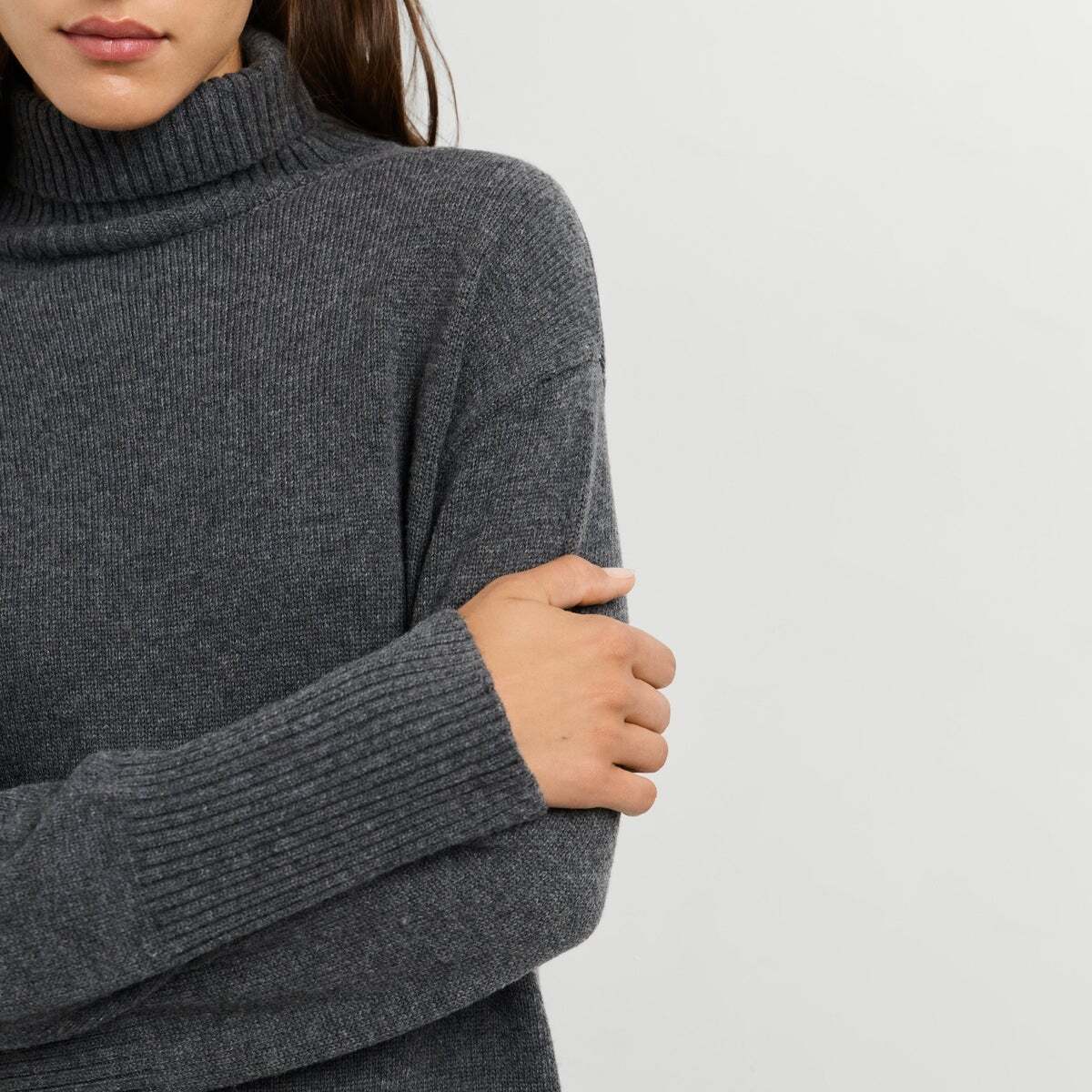 Robe Courte En Maille gris foncé chine, PEPE JEANS