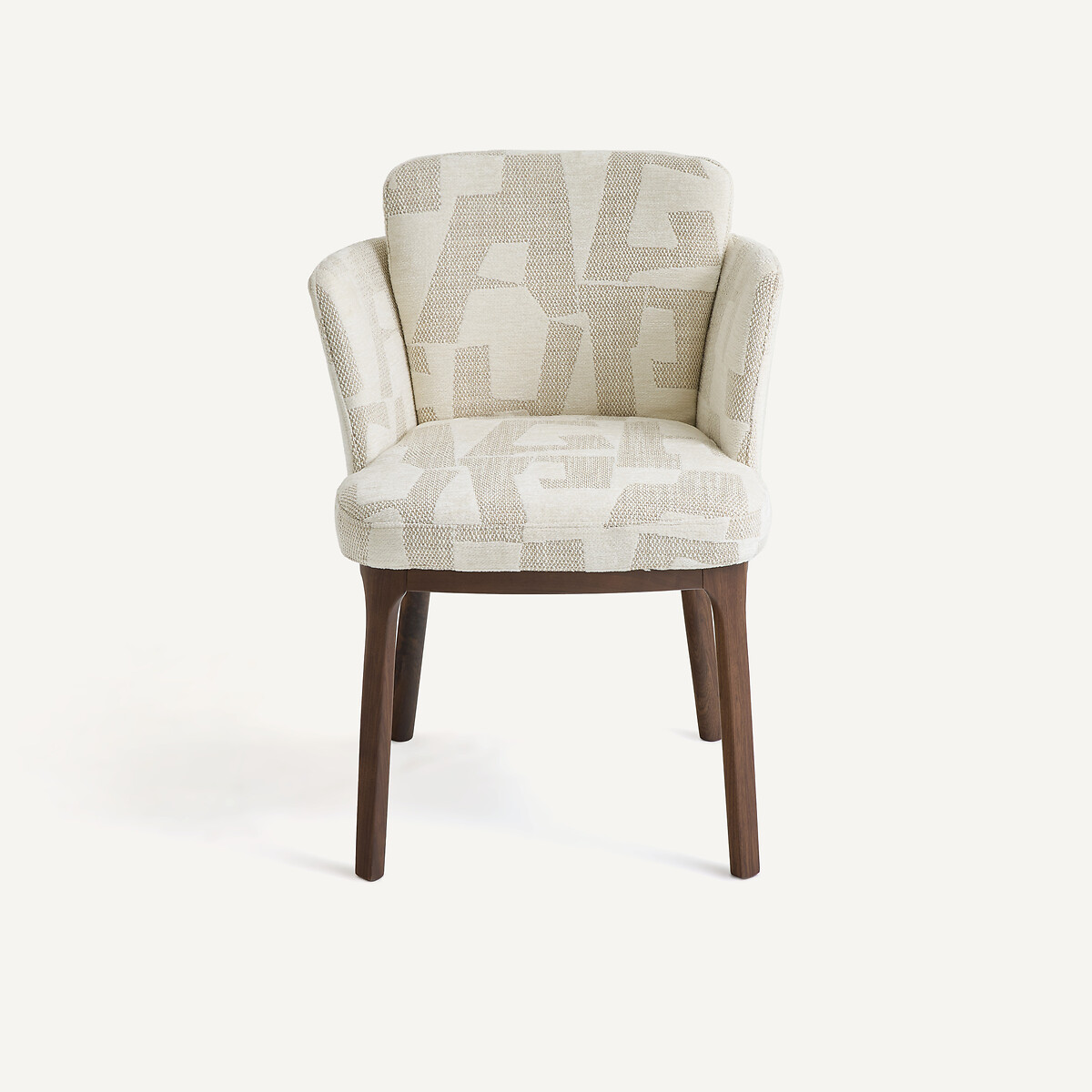 Silla de comedor, en nogal y tejido jacquard, JABOTE tiza espuma, AM.PM