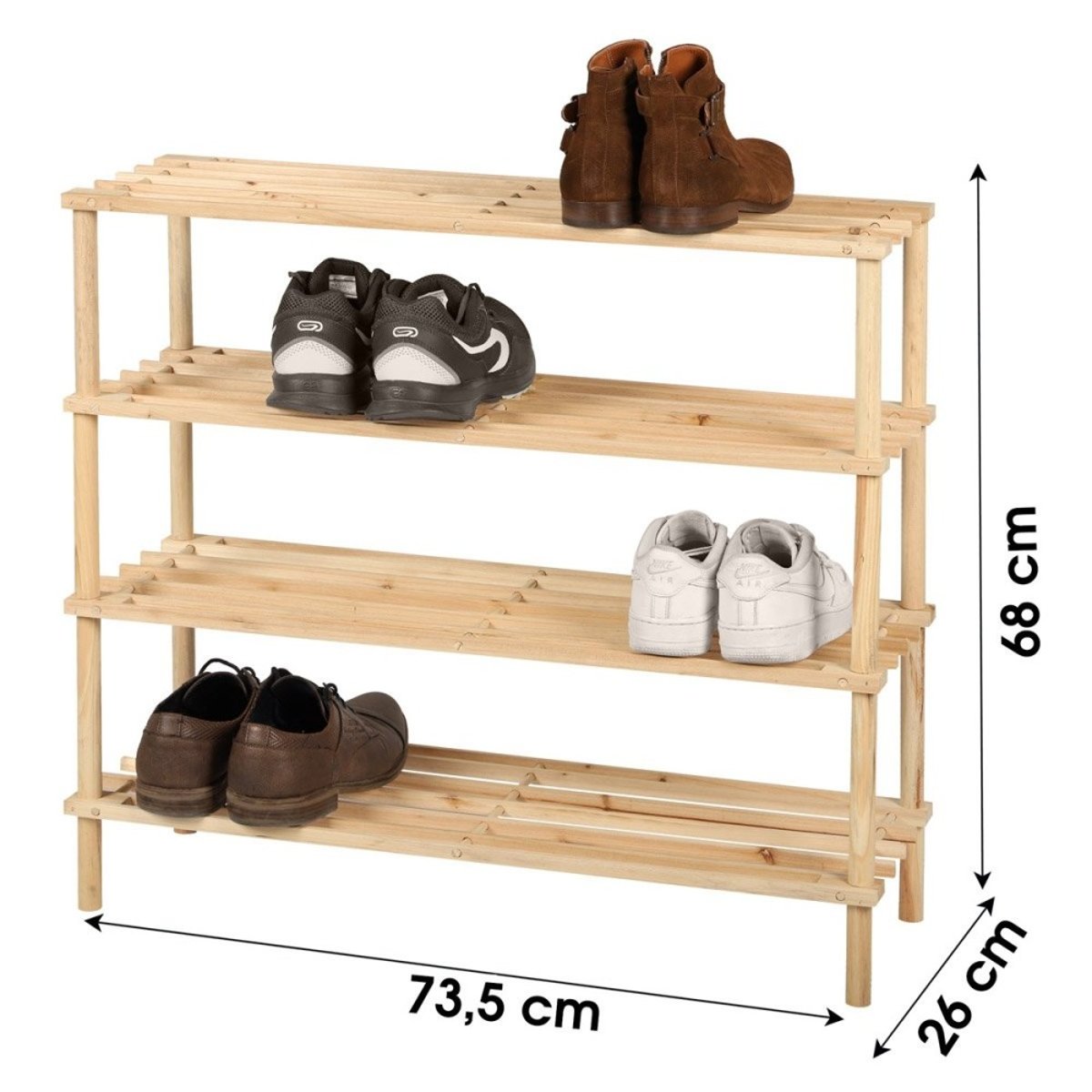 Meuble range chaussures 4 niveaux Wood and co beige, DECORATIE