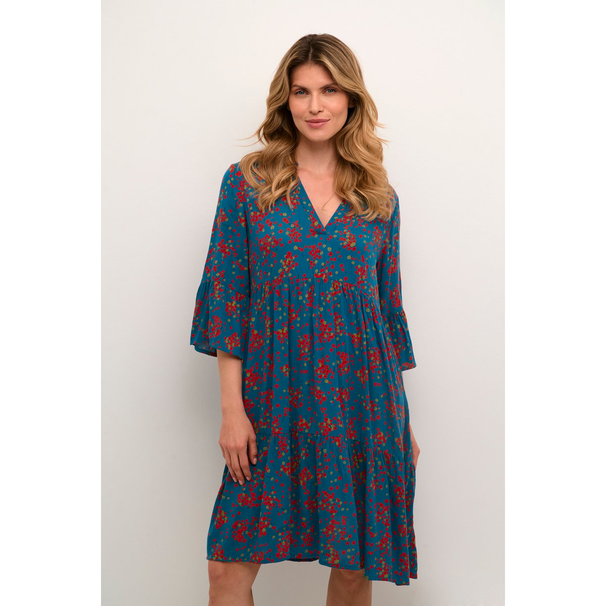 Dress bleu legion blue petit fleur, KAFFE
