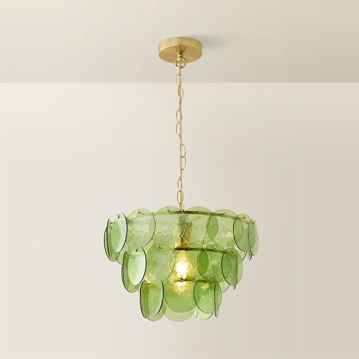 Jemima 3-Tier Disc Chandelier with Bulb green, ÉDITÉ