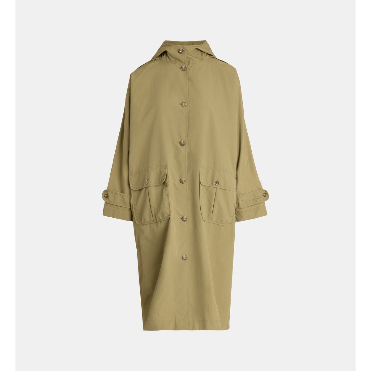 Imperméable long droit laly capuche recyclé kaki, JODHPUR