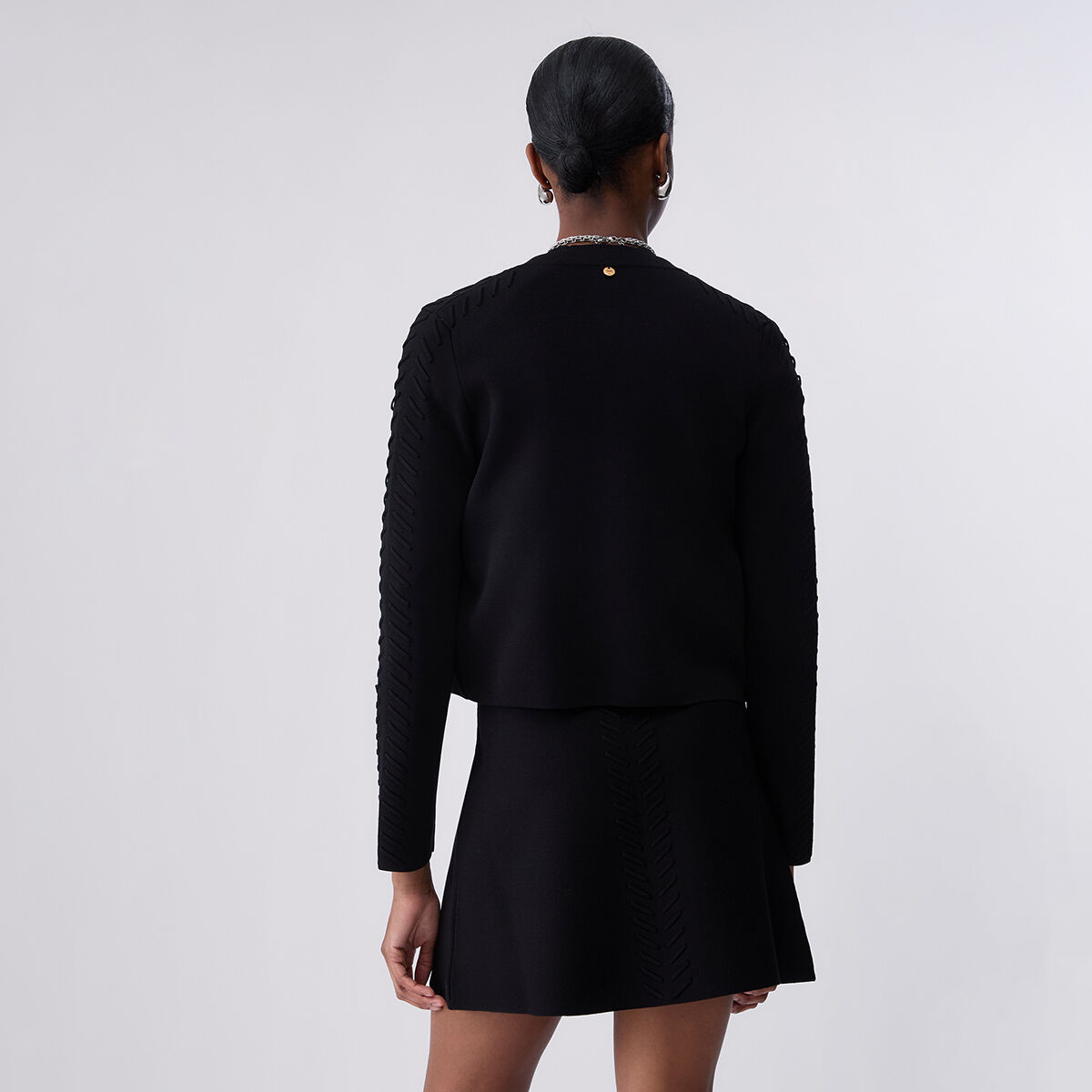 Cardigan avec détails tressés noir, LIU JO