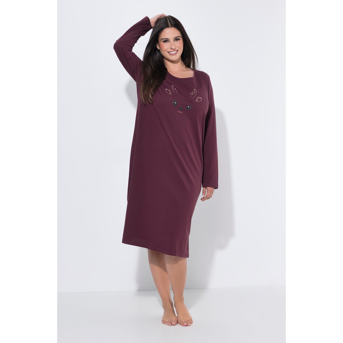 Lot de 2 chemises de nuit / grands T-shirts marron foncé, ULLA POPKEN