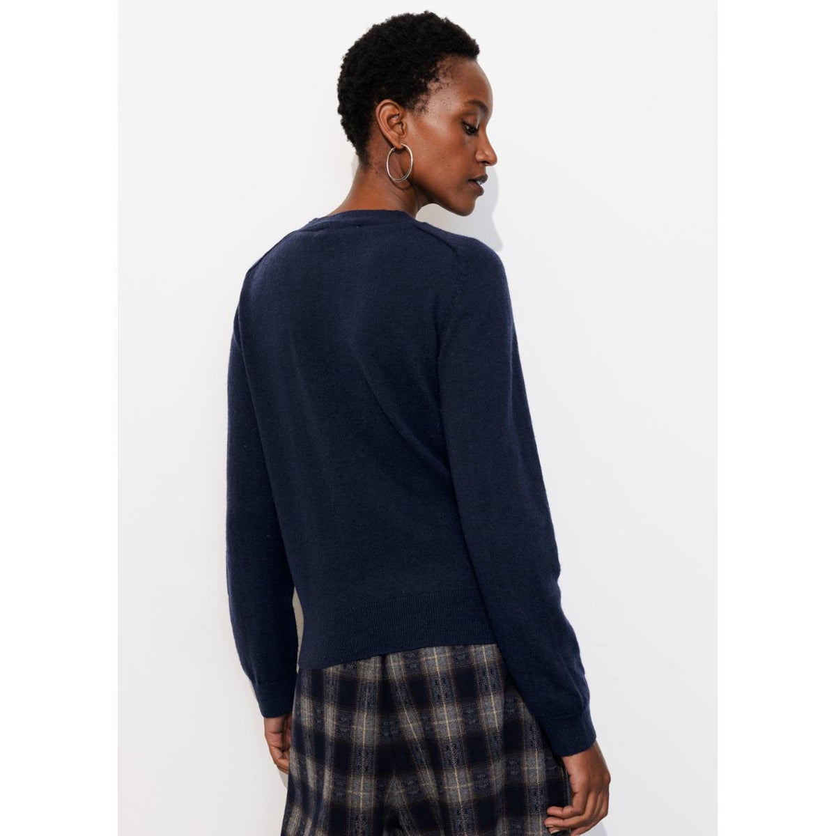 Pull fin en laine mélangée marine, PROMOD