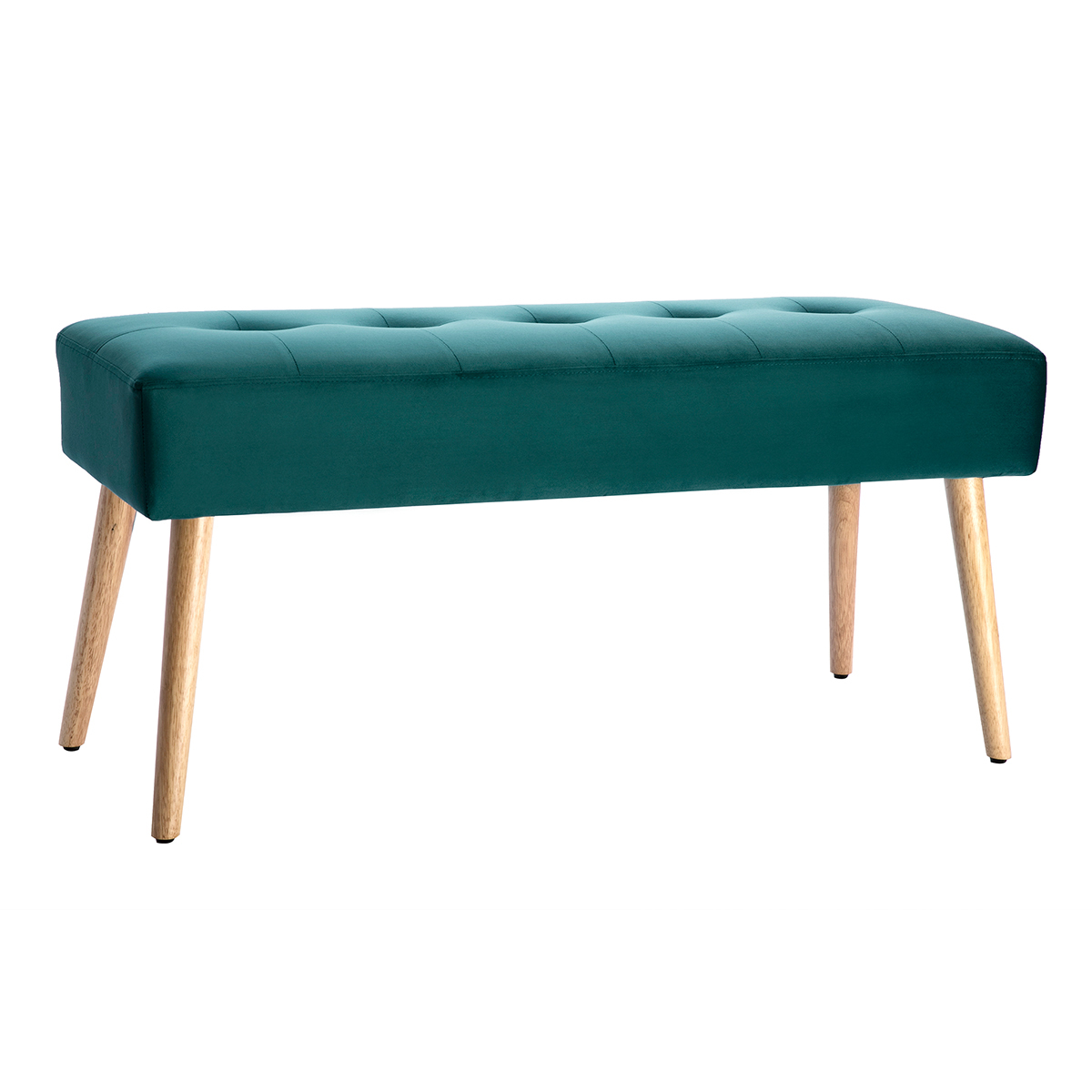 Banc scandinave capitonné L96 cm GUESTA bleu pétrole, MILIBOO