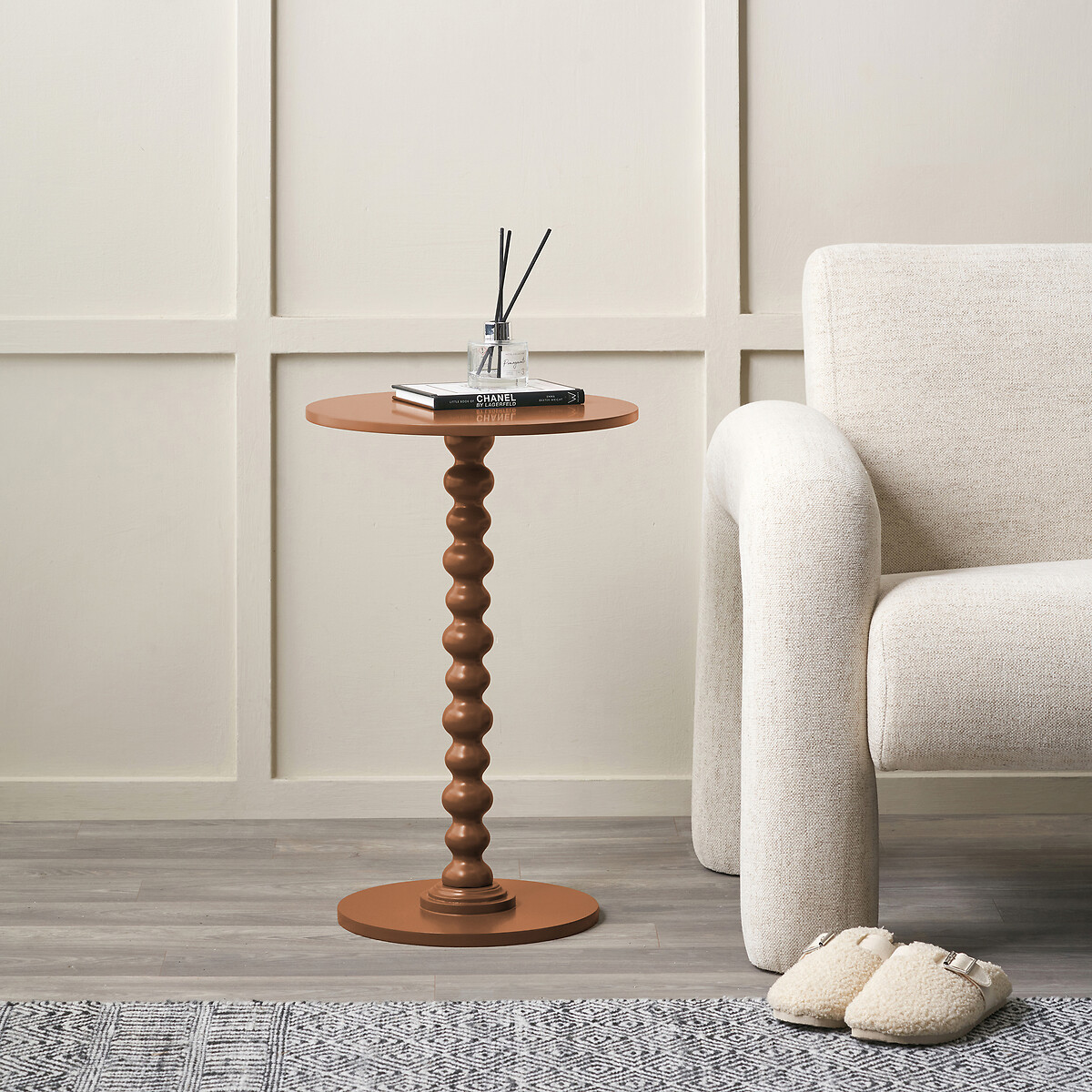 Maude Bobbin Wood Side Table terracotta, SO'HOME