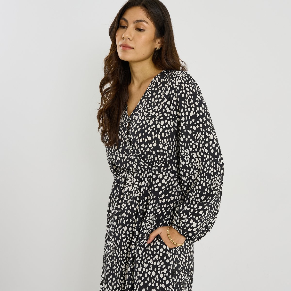 Robe longue à pois noir, GRAIN DE MALICE