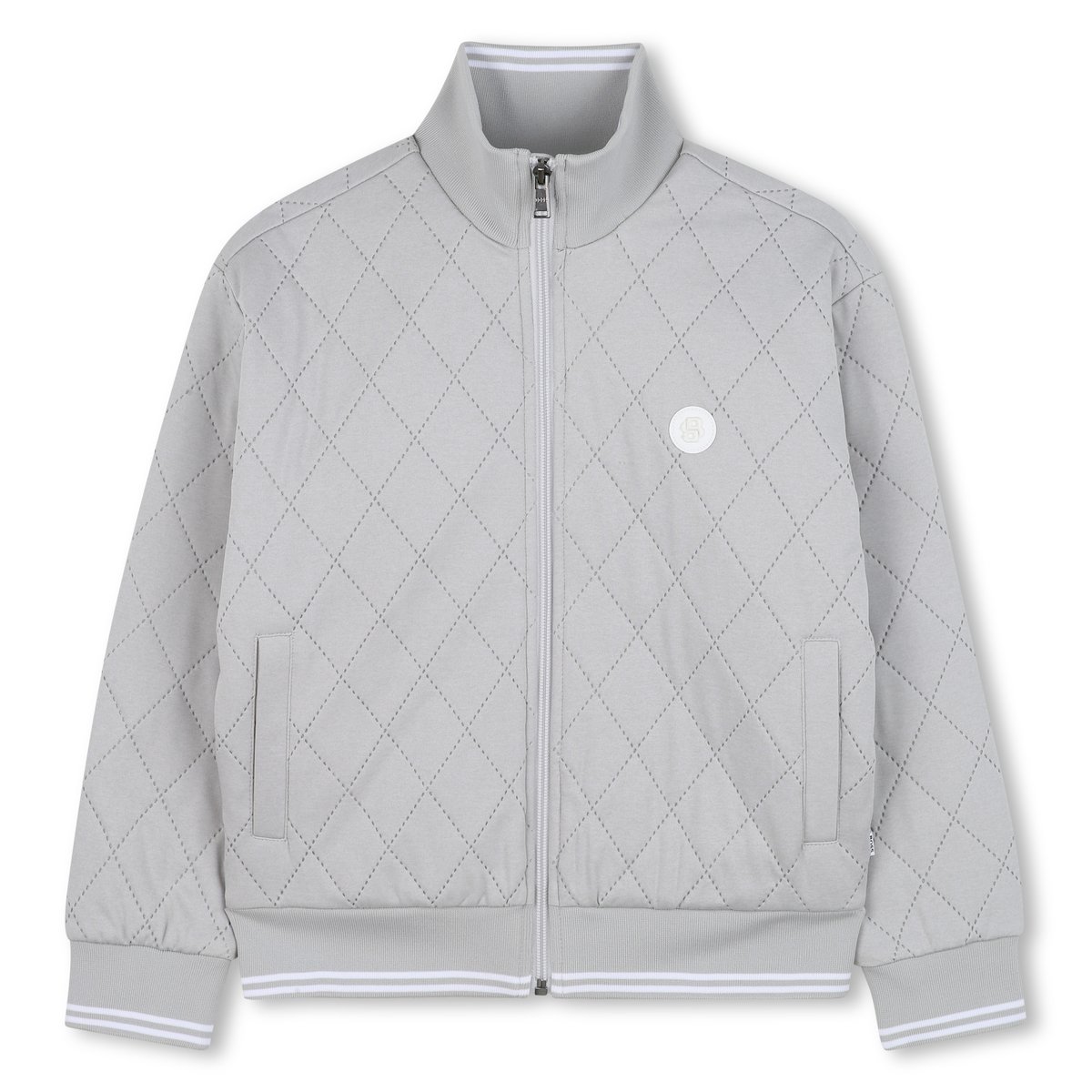 Cardigan con colletto rialzato gris chine, BOSS KIDSWEAR