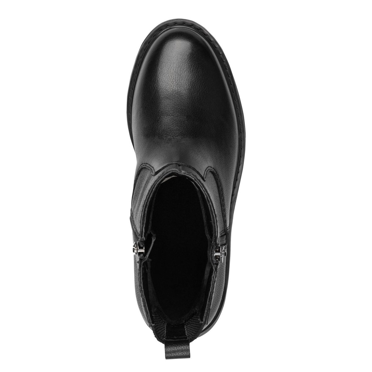 Bottine en cuir noir, TAMARIS