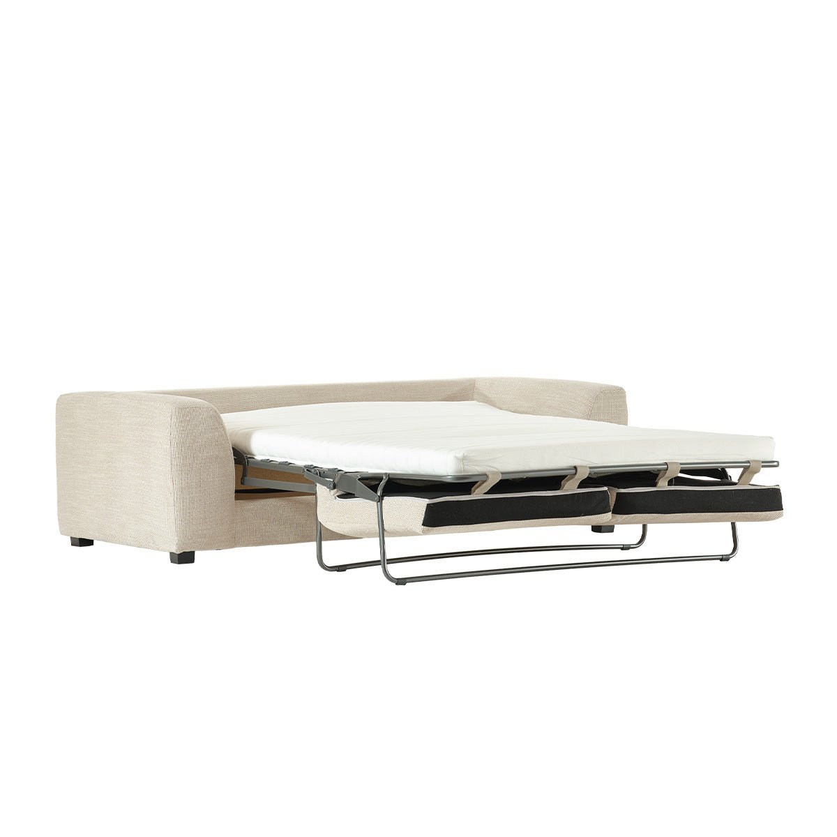 Canapé convertible 3 places en tissu texturé   EDMOND beige chiné, BERAH GETAH