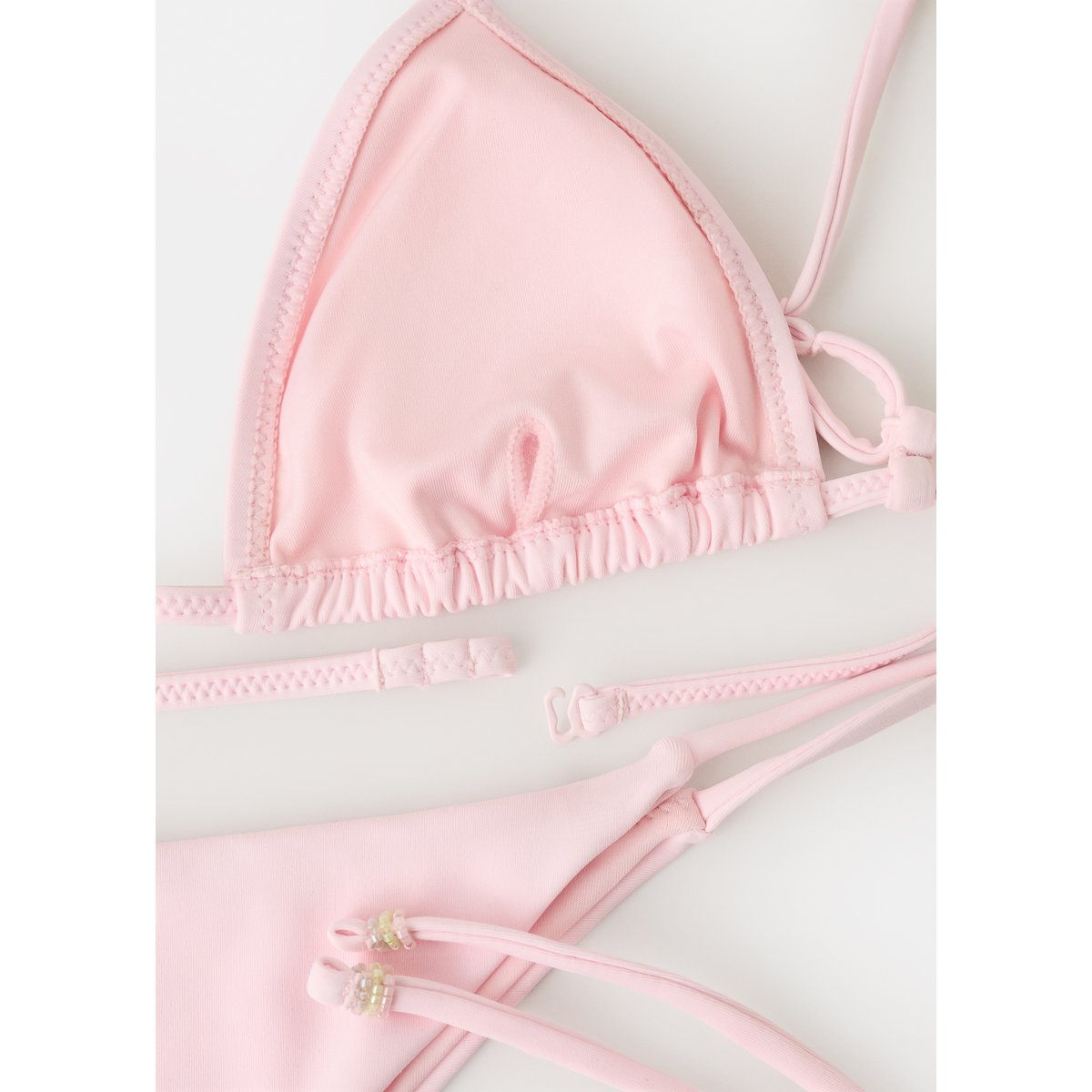 Haut bikini triangle avec fleur rose clair, MANGO