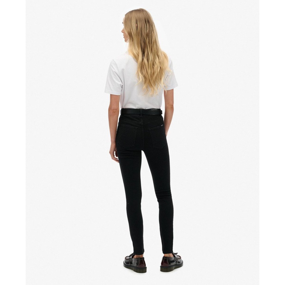 Jean Skinny Taille Haute en Coton Bio noir, SUPERDRY