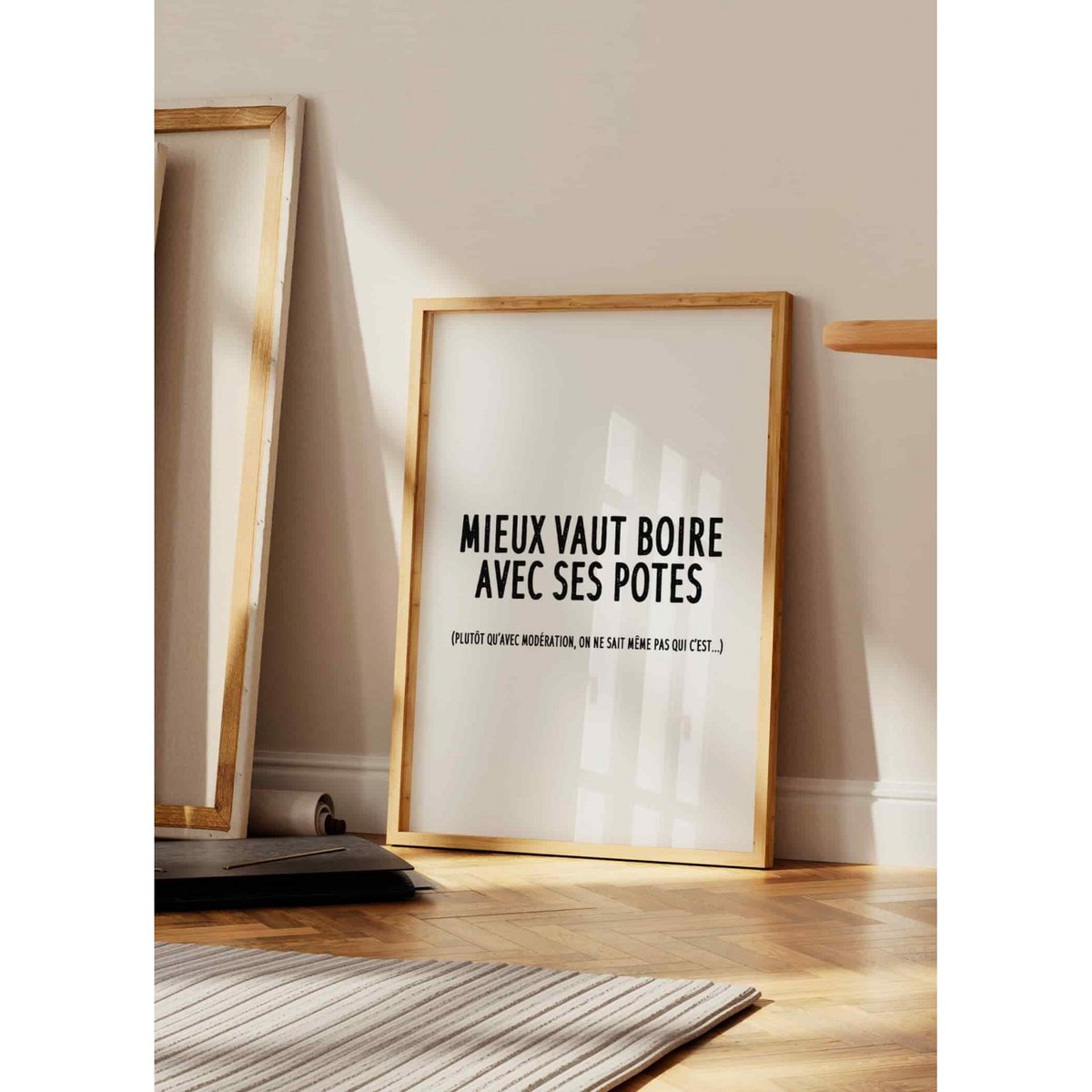 Affiche 'Mieux vaut boire avec ses potes' blanc, L'AFFICHERIE