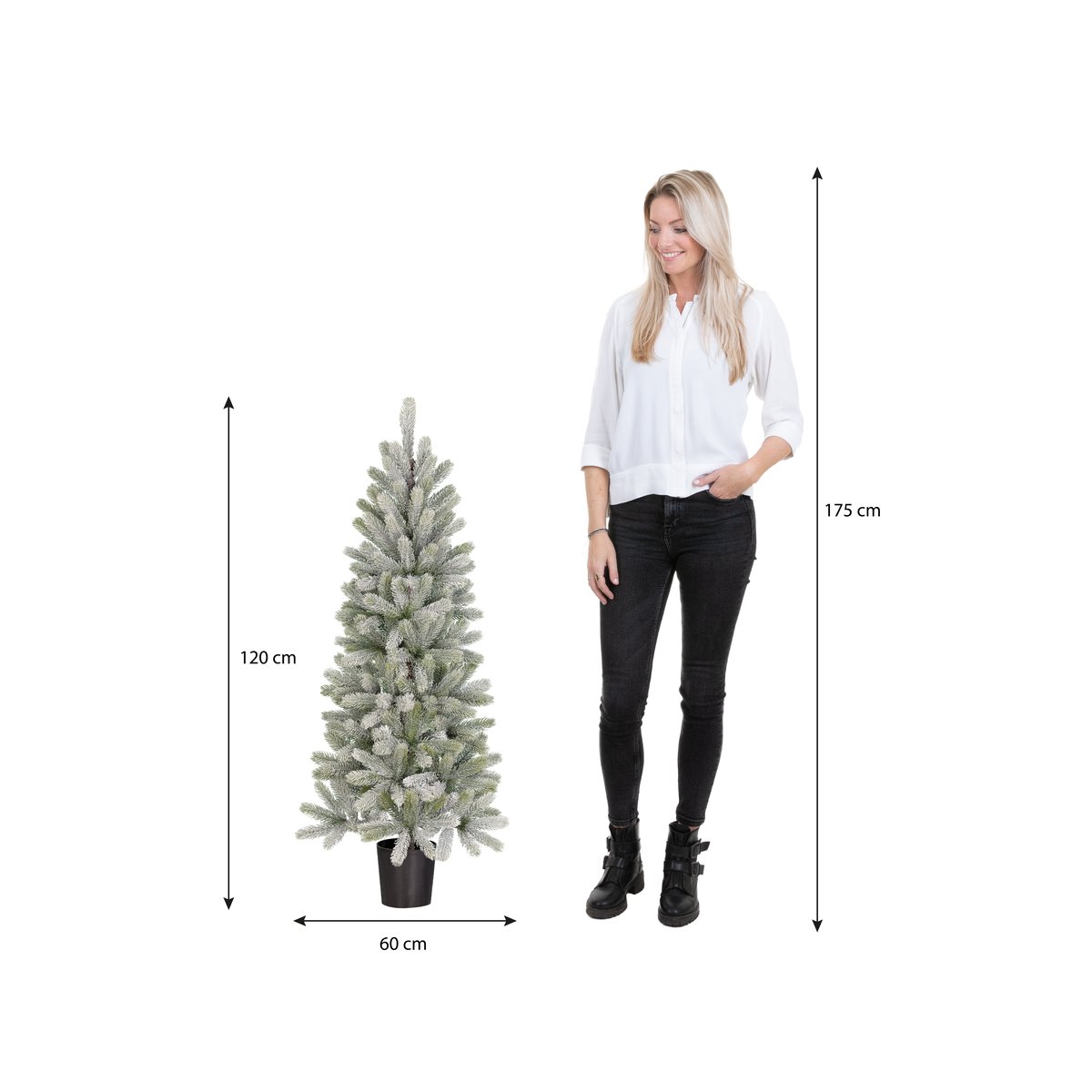 Sapin de Noël artificiel enneigé H120 cm NAGOYA vert, BLACK BOX TREES