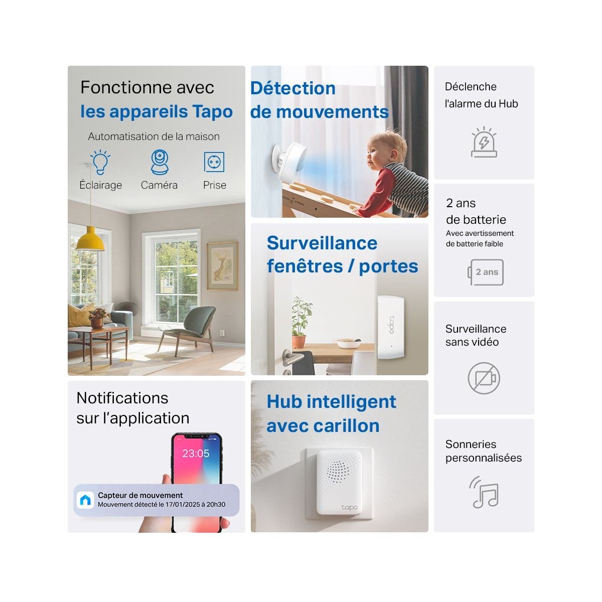 Détecteur d'ouverture Tapo T30 KIT couleur unique, TP-LINK