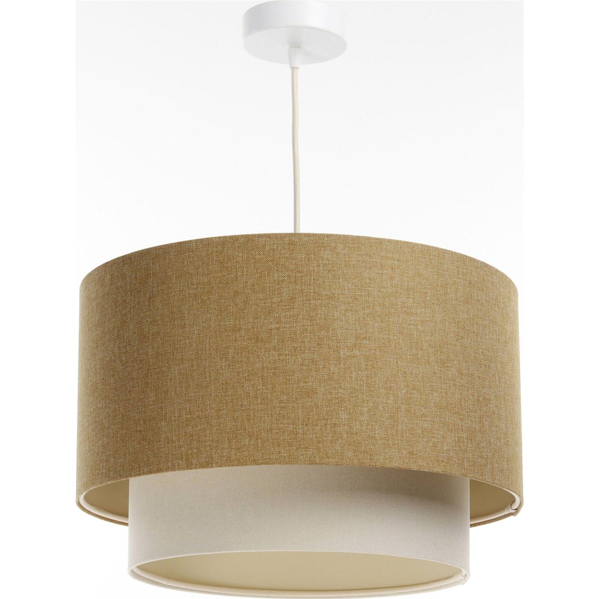 Suspension en tissu rond Boho Elegant beige crème avec dessous ivoire, BPS KONCEPT