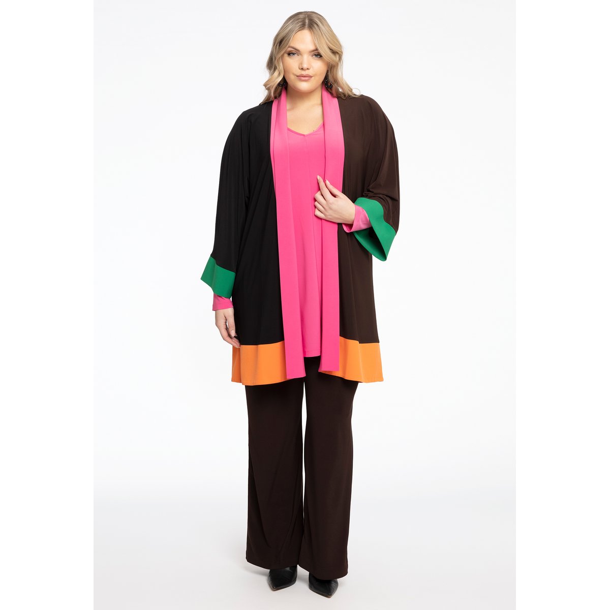 Gilet bloc de couleur marron, YOEK