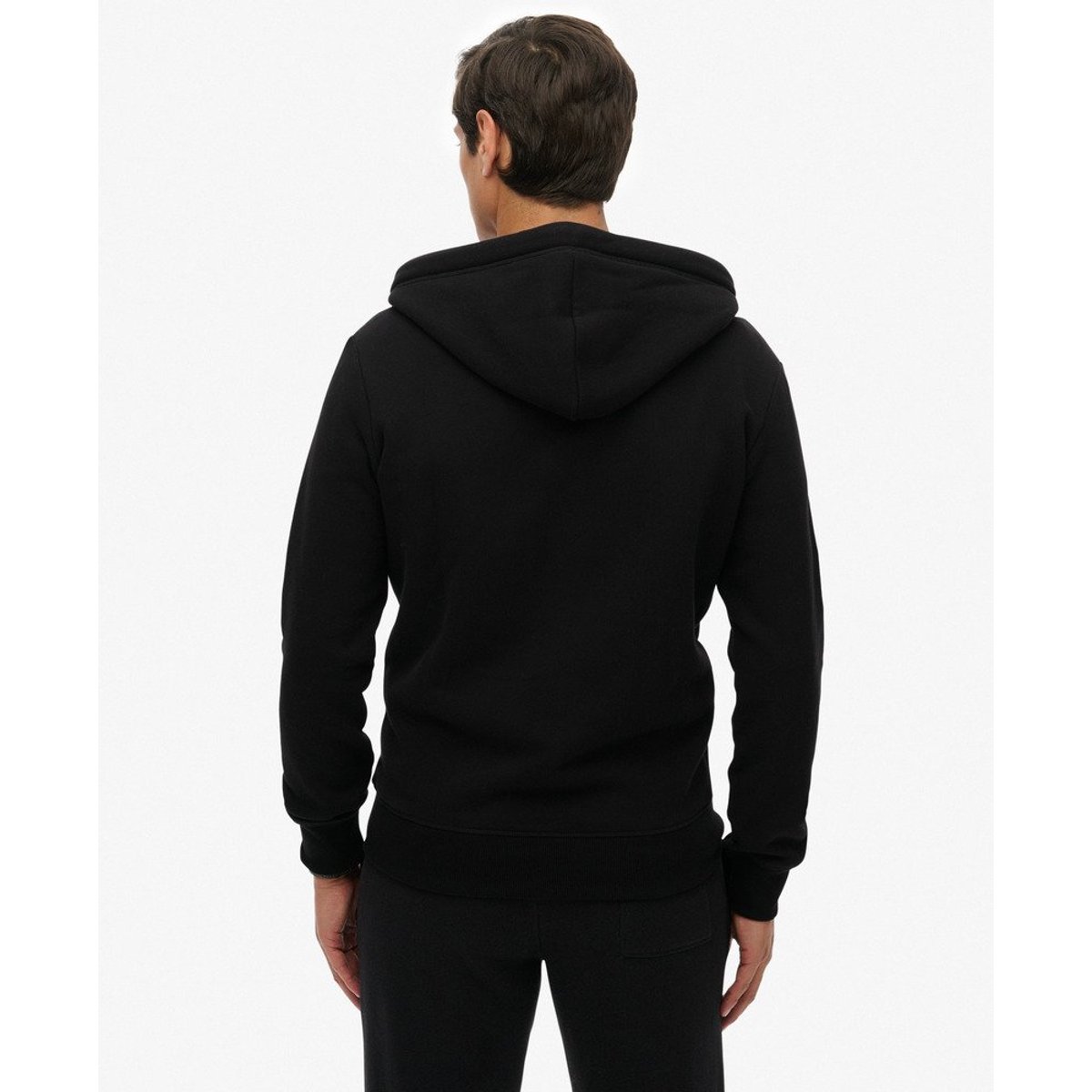 Sweat à capuche zippé Logo Vintage brodé noir, SUPERDRY