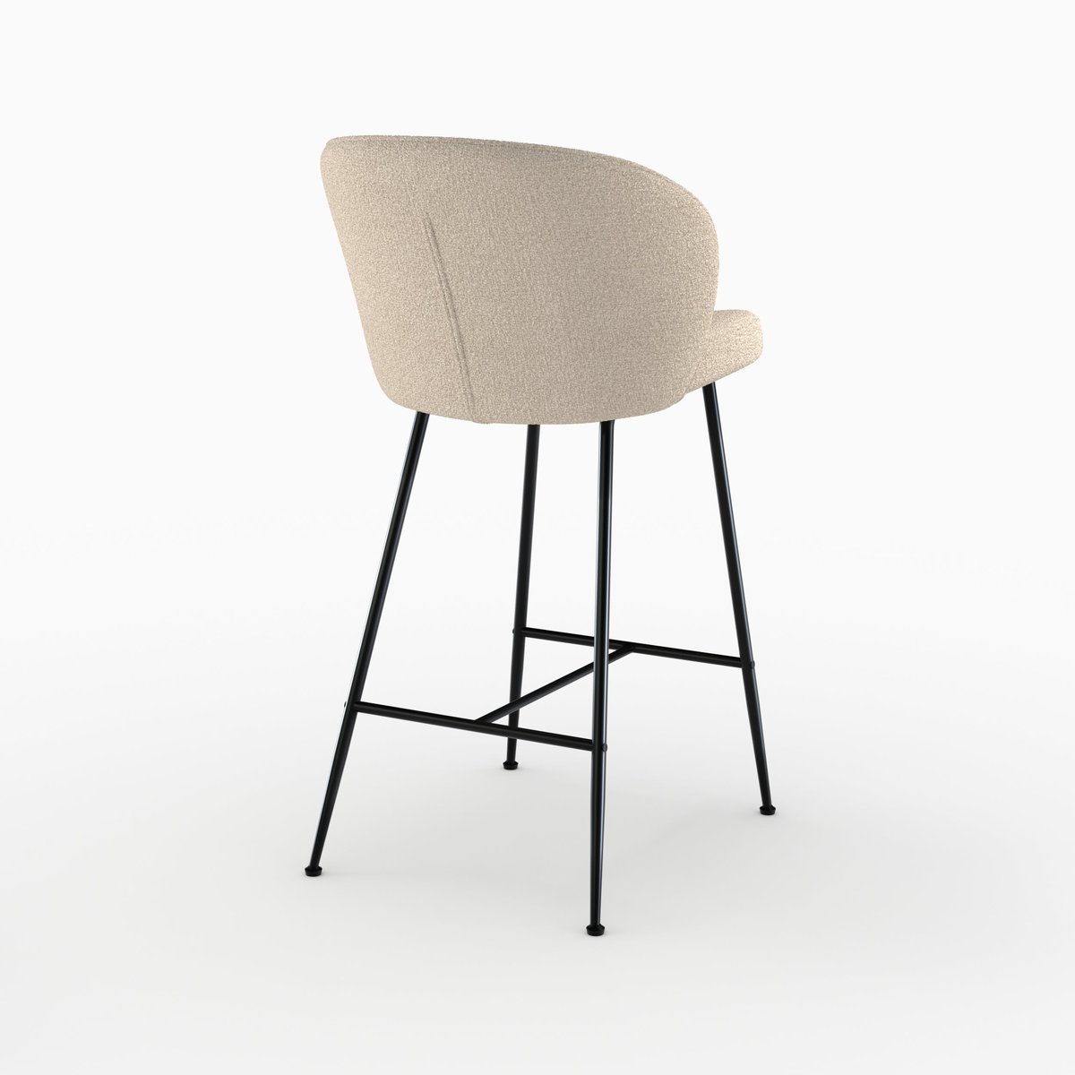 Chaise de bar en tissu bouclé 66 cm - GROOM beige, MAISON PAVANE