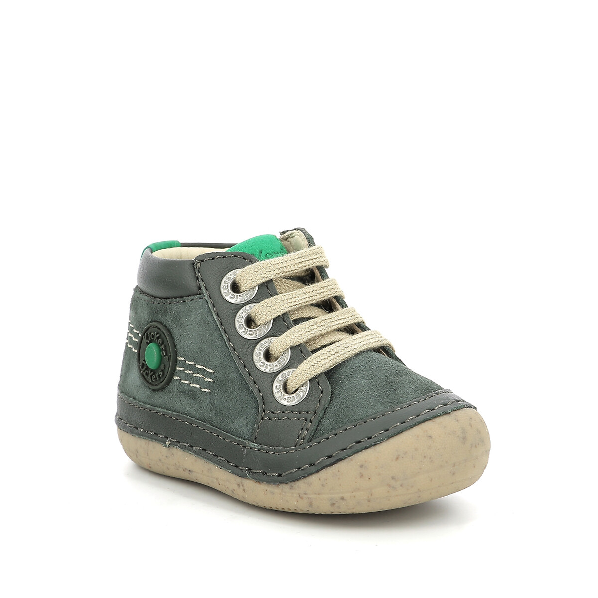 Kids Sonistreet Ankle Boots in Leather with Laces khaki, KICKERS