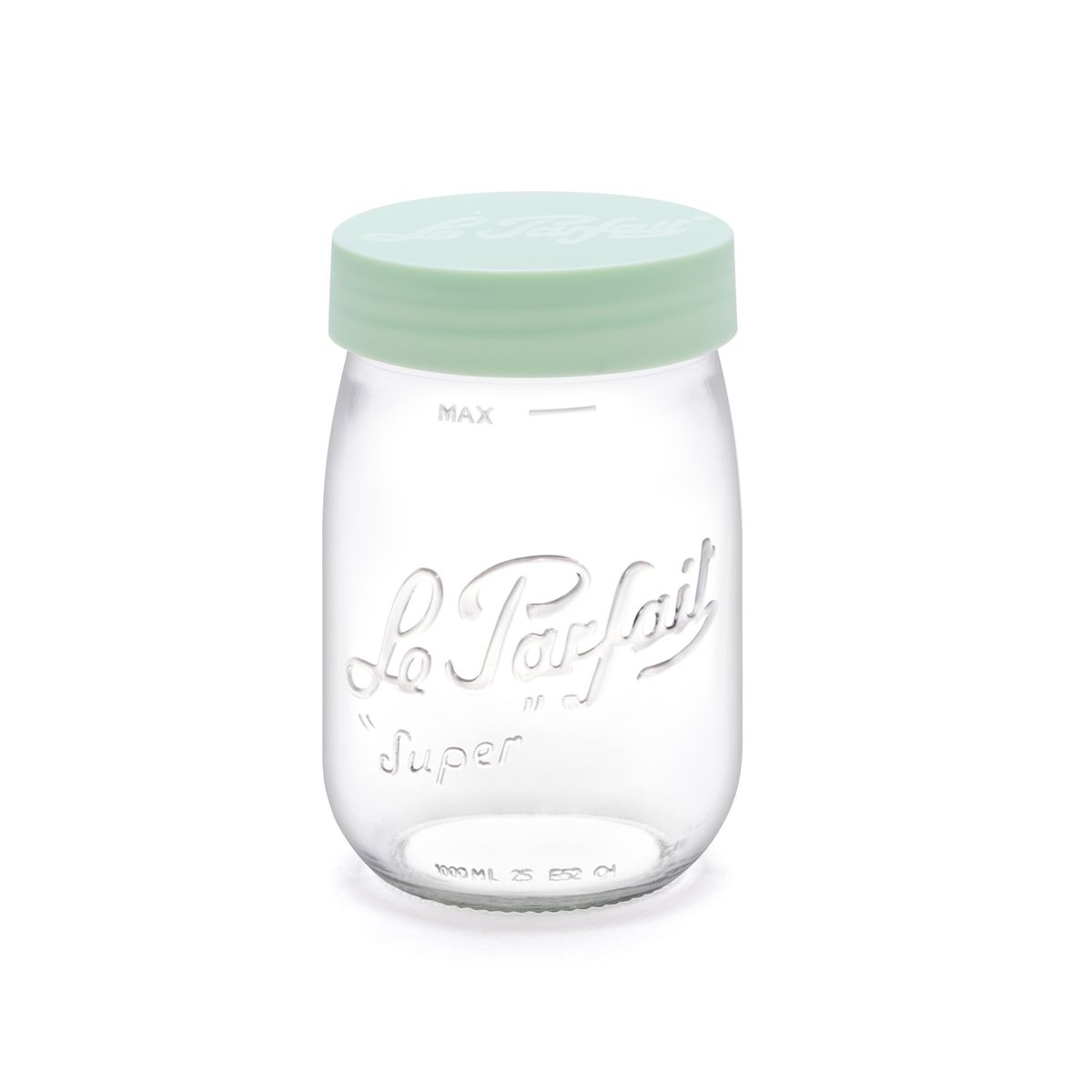 Bocal en verre avec couvercle 1L, LE PARFAIT transparent-vert, LE PARFAIT