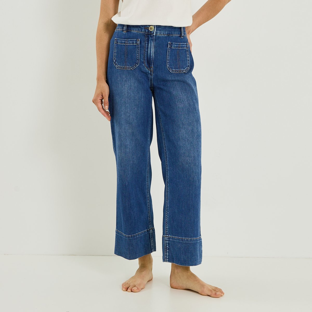 Jean flare raccourci NAPOLI RF02 bleu dark stone, GRAIN DE MALICE