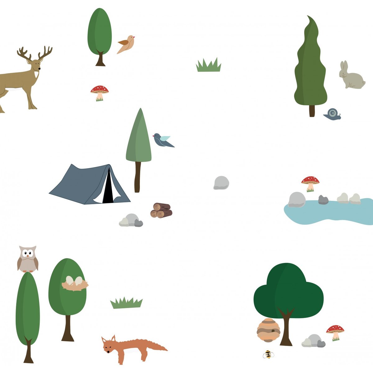 Sticker Mural Balade en Foret multicolore, ARCHIV