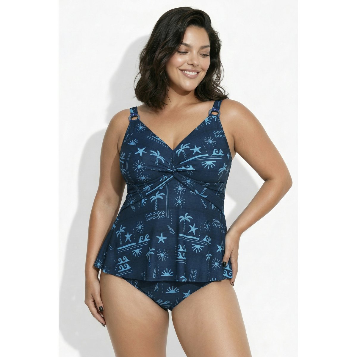 Tankini avec bonnets souples bleu foncé, ULLA POPKEN