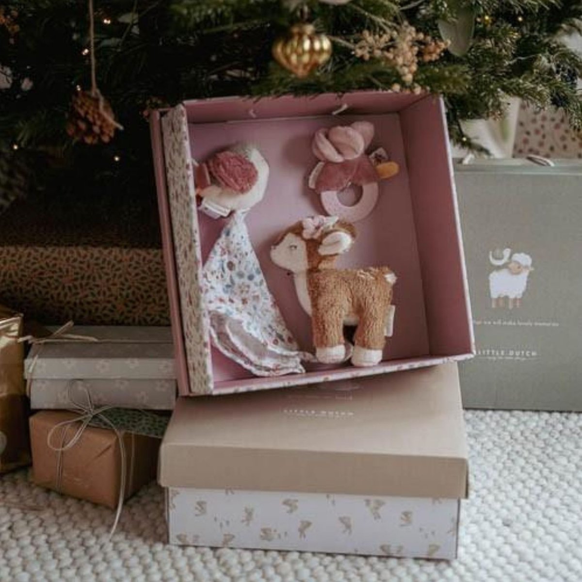Coffret cadeau de naissance rose, jaune, vert, beige, multicolore, LITTLE DUTCH
