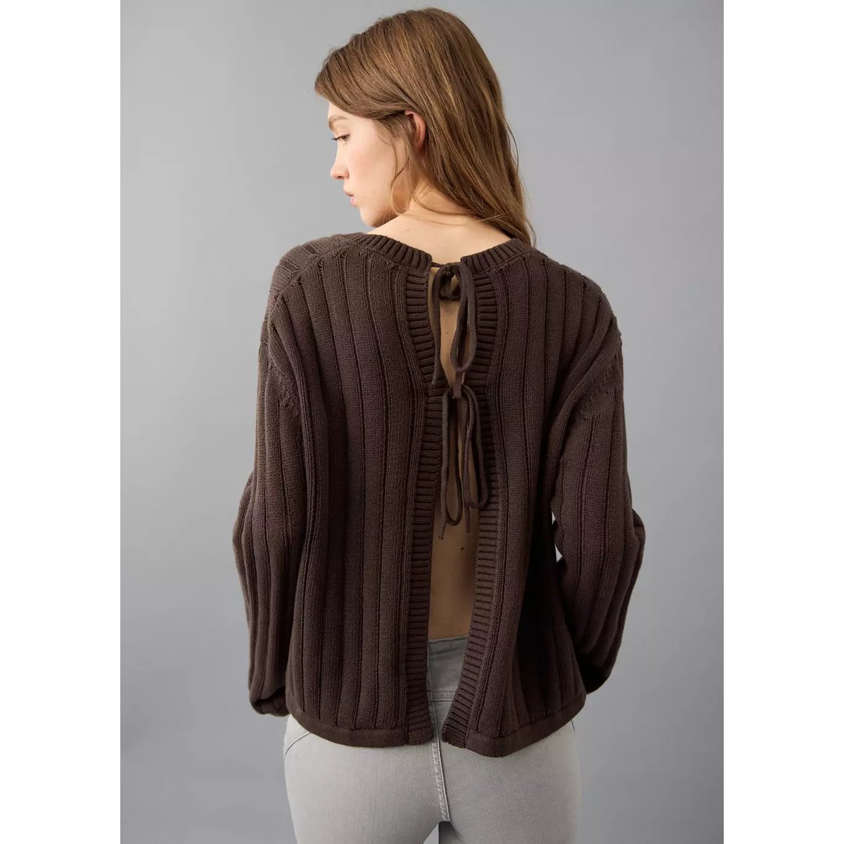 Pull-over maille côtelée marron, MANGO TEEN