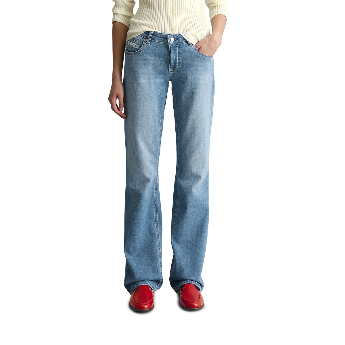 Jeans modèle Nella bootcut en Organic Cotton Stretch bleu clair, MARC O’POLO DENIM