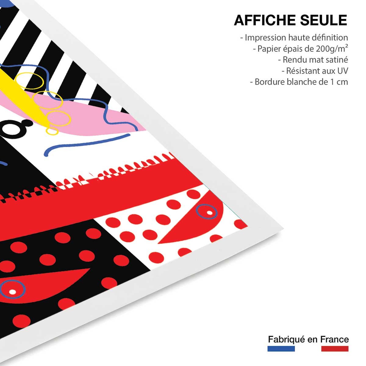 Affiche collage la femme aux lunettes affiche seule, HEXOA