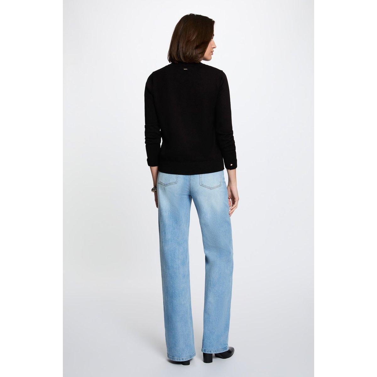 Pull col rond noir, MORGAN