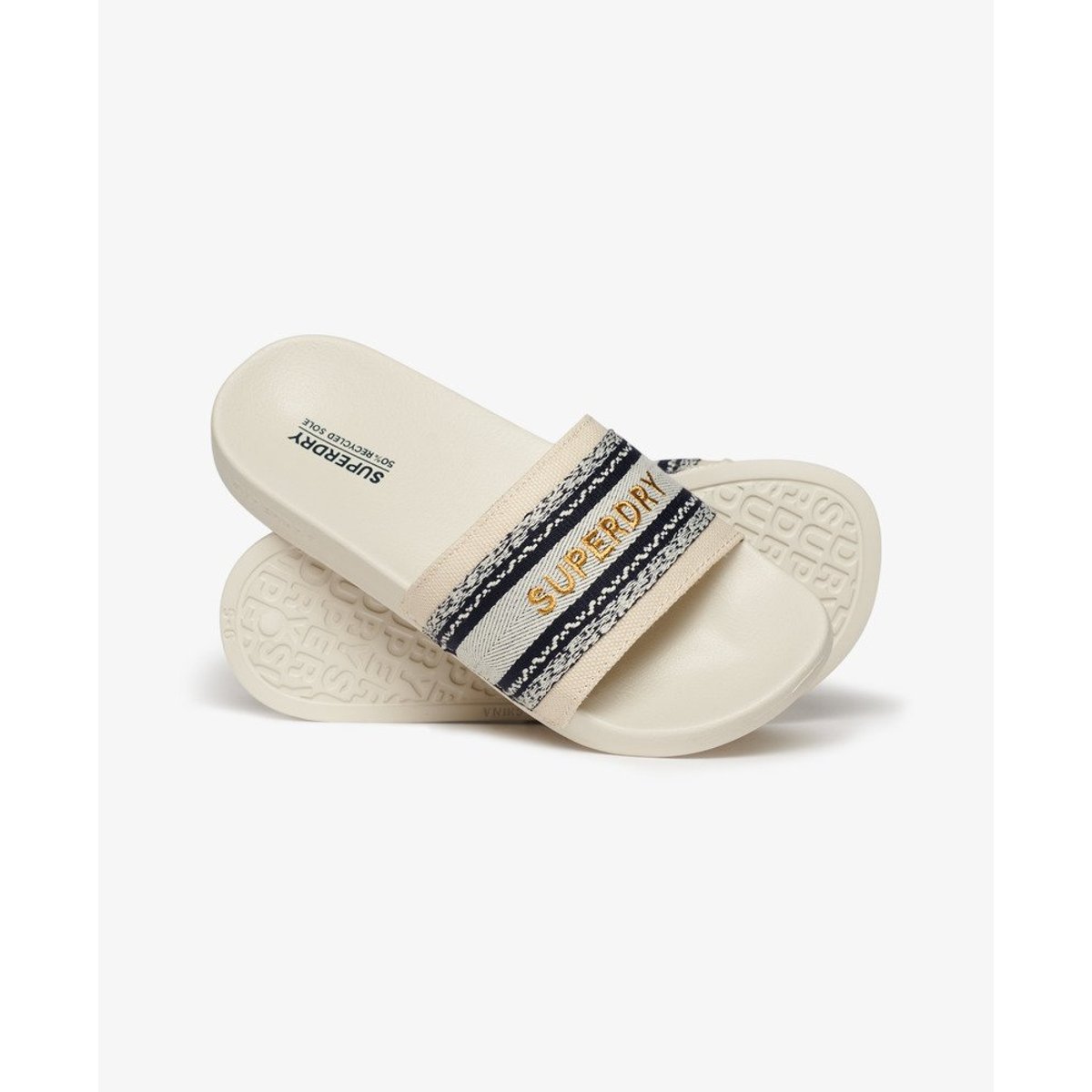 Sandales de piscine en toile végane naturel, SUPERDRY