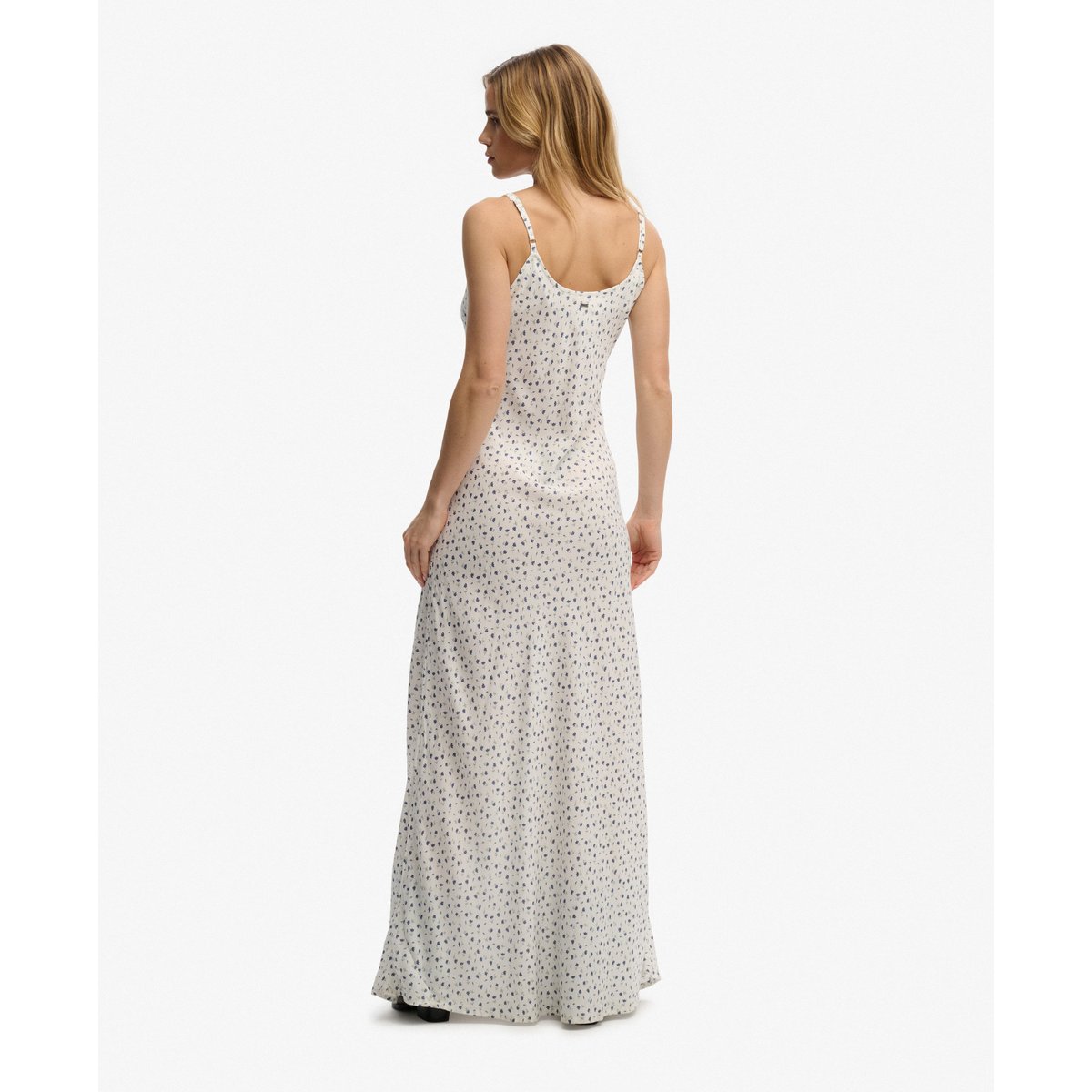Robe Longue à Bretelles Imprimée petites fleurs blanc cassé, SUPERDRY