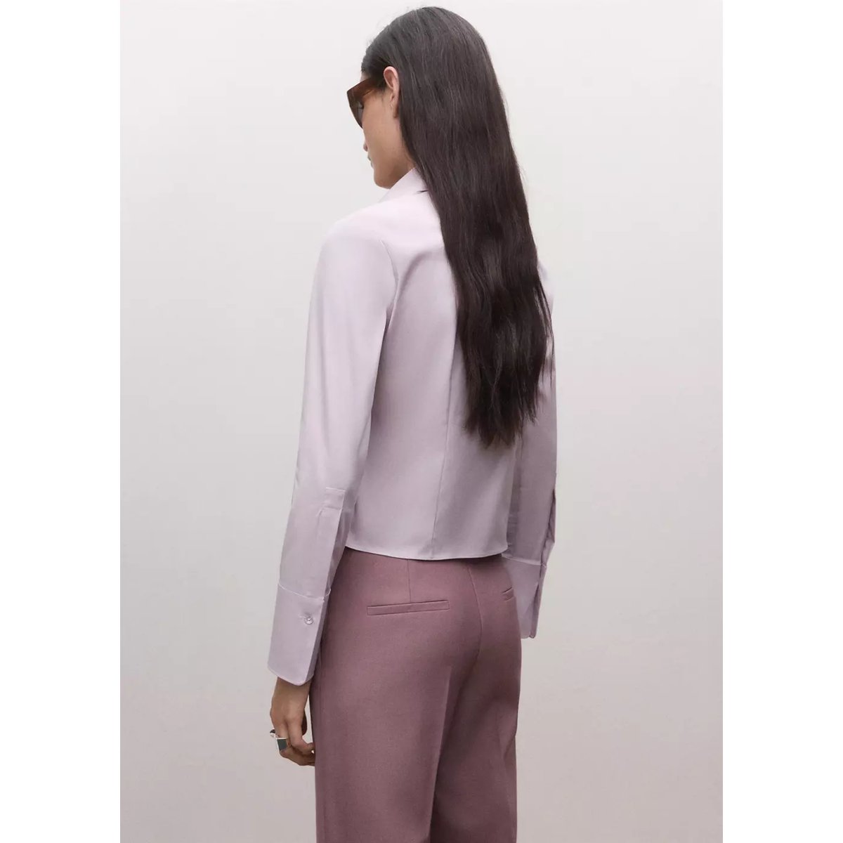 Chemise coton cintrée lilas, MANGO
