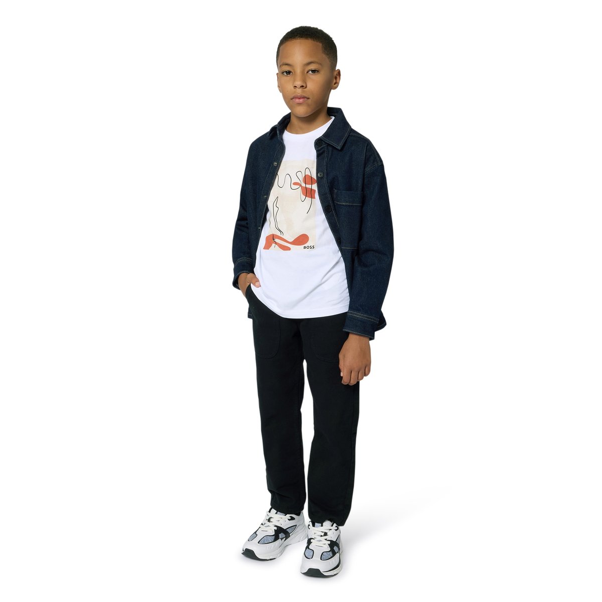 T-shirts à manches longues blanc blanc, BOSS KIDSWEAR