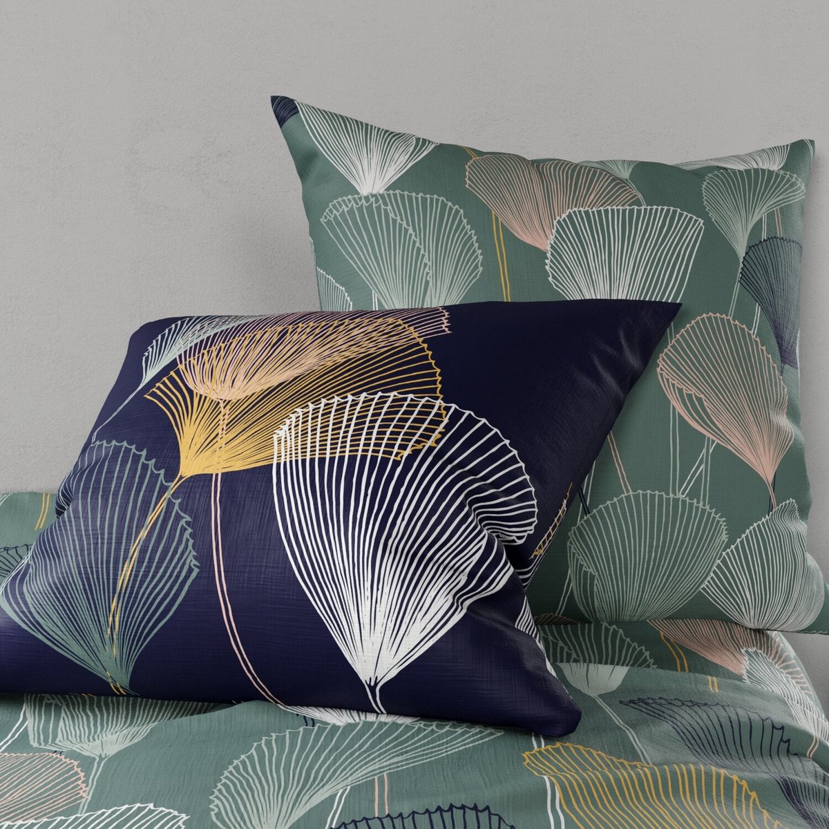 Parure housse de couette 100% coton 57fils -cottey vert, ATELIER DU COTON