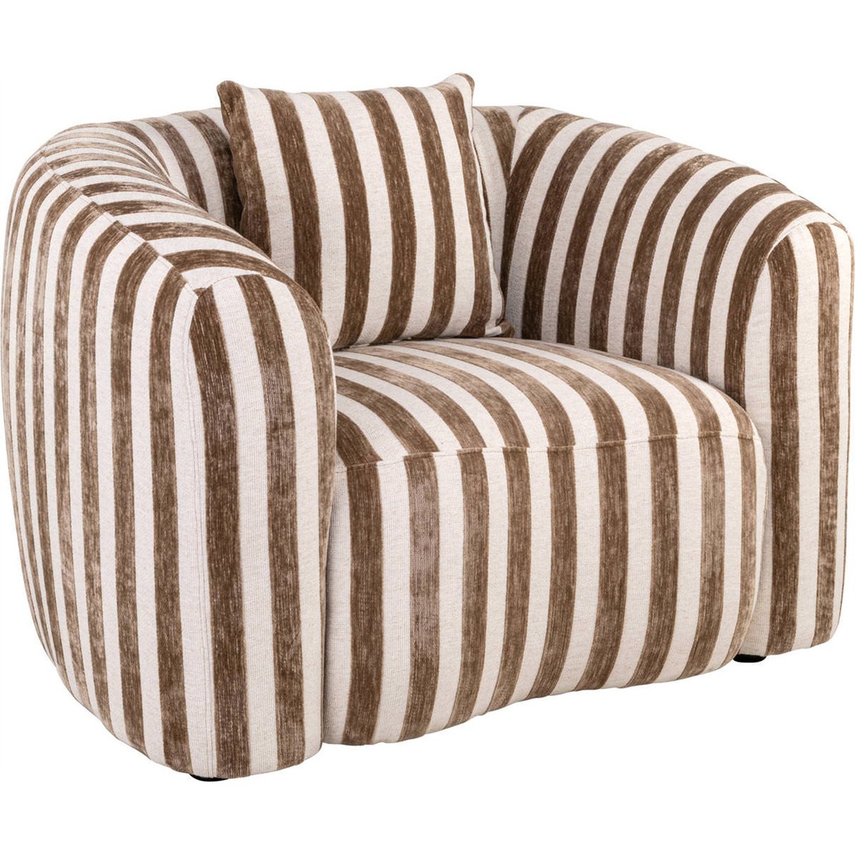Fauteuil lounge rayé au confort généreux rayures sable, RECOLLECTION