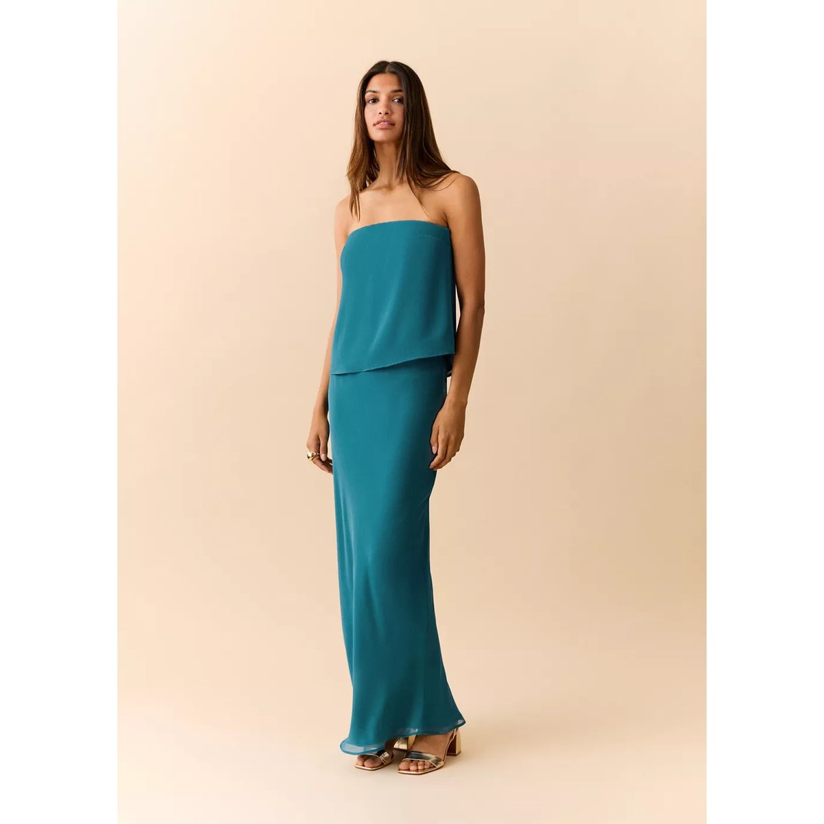 Bustier texturé bleu pétrole, MANGO TEEN