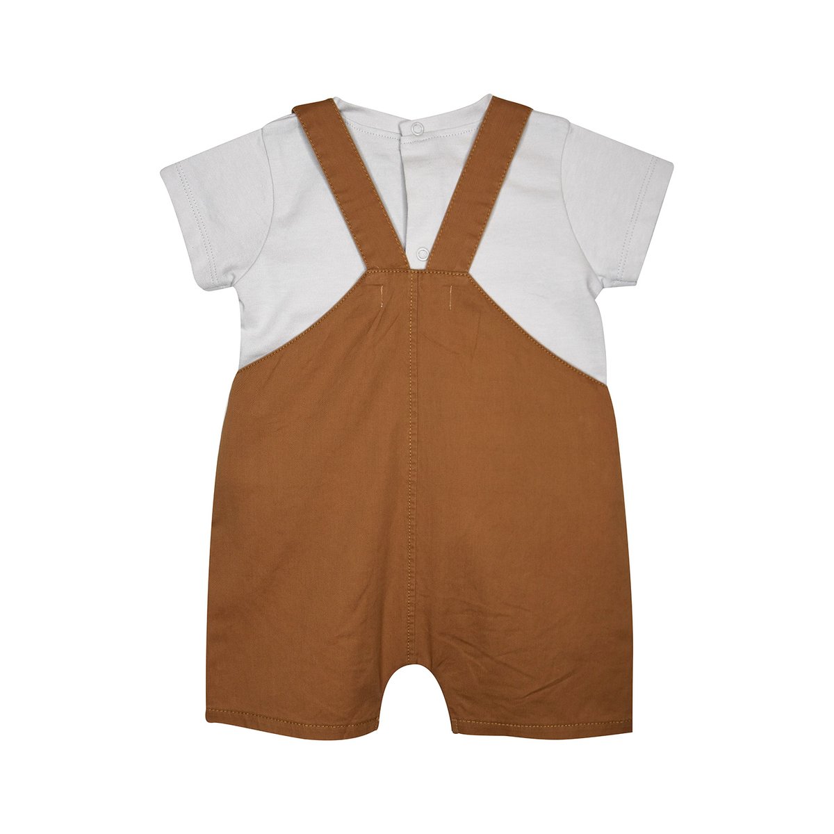 Tshirt salopette narcisse twill court bebe beige, SUCRE D'ORGE