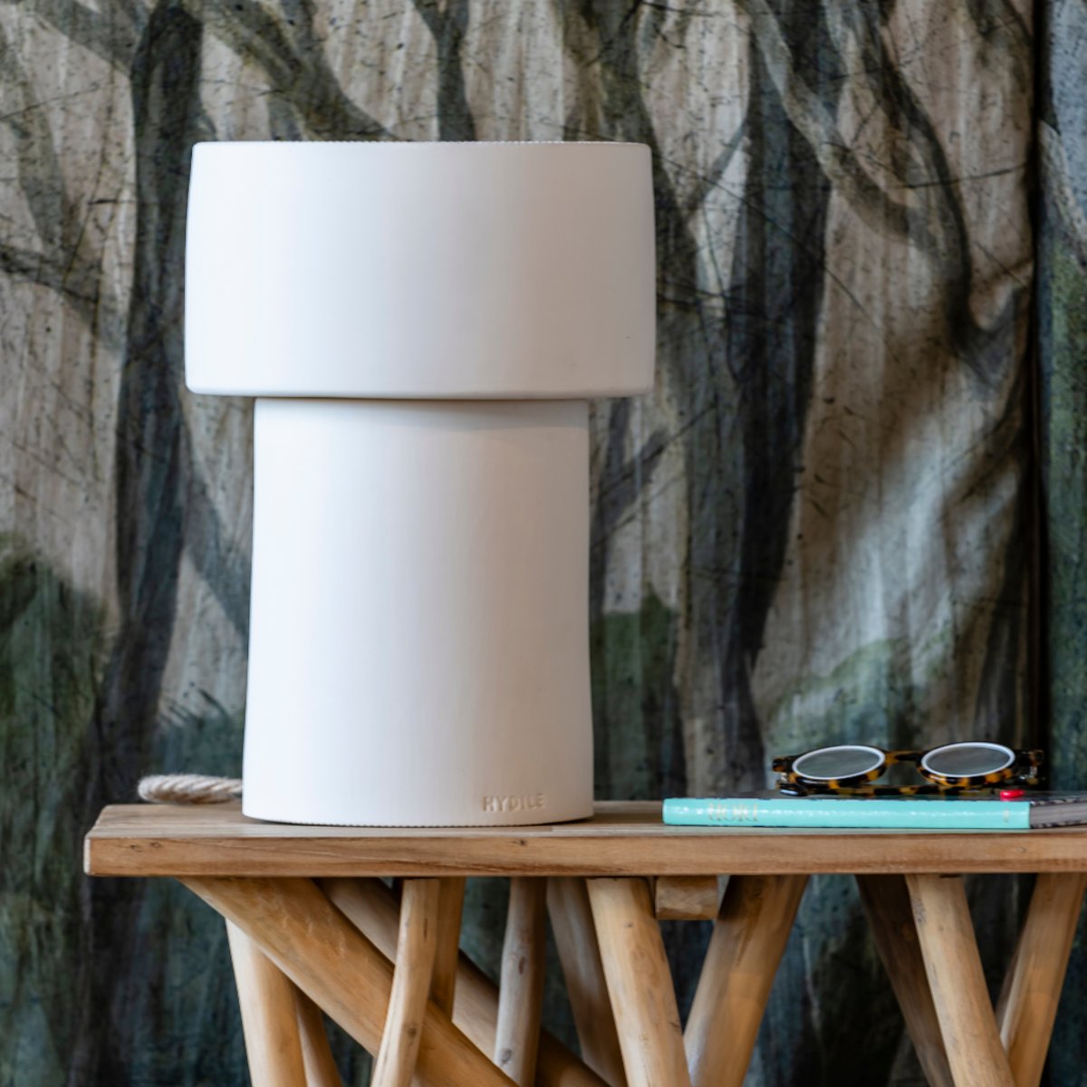 Lampe à poser en terre cuite LUA blanche, HYDILE
