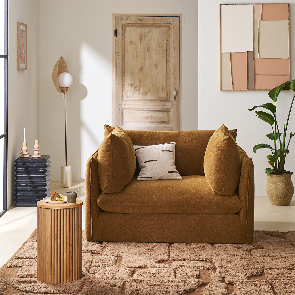 Élément fauteuil XL pour canapé modulable, en polyester chiné, MALO bronze, LA REDOUTE INTERIEURS