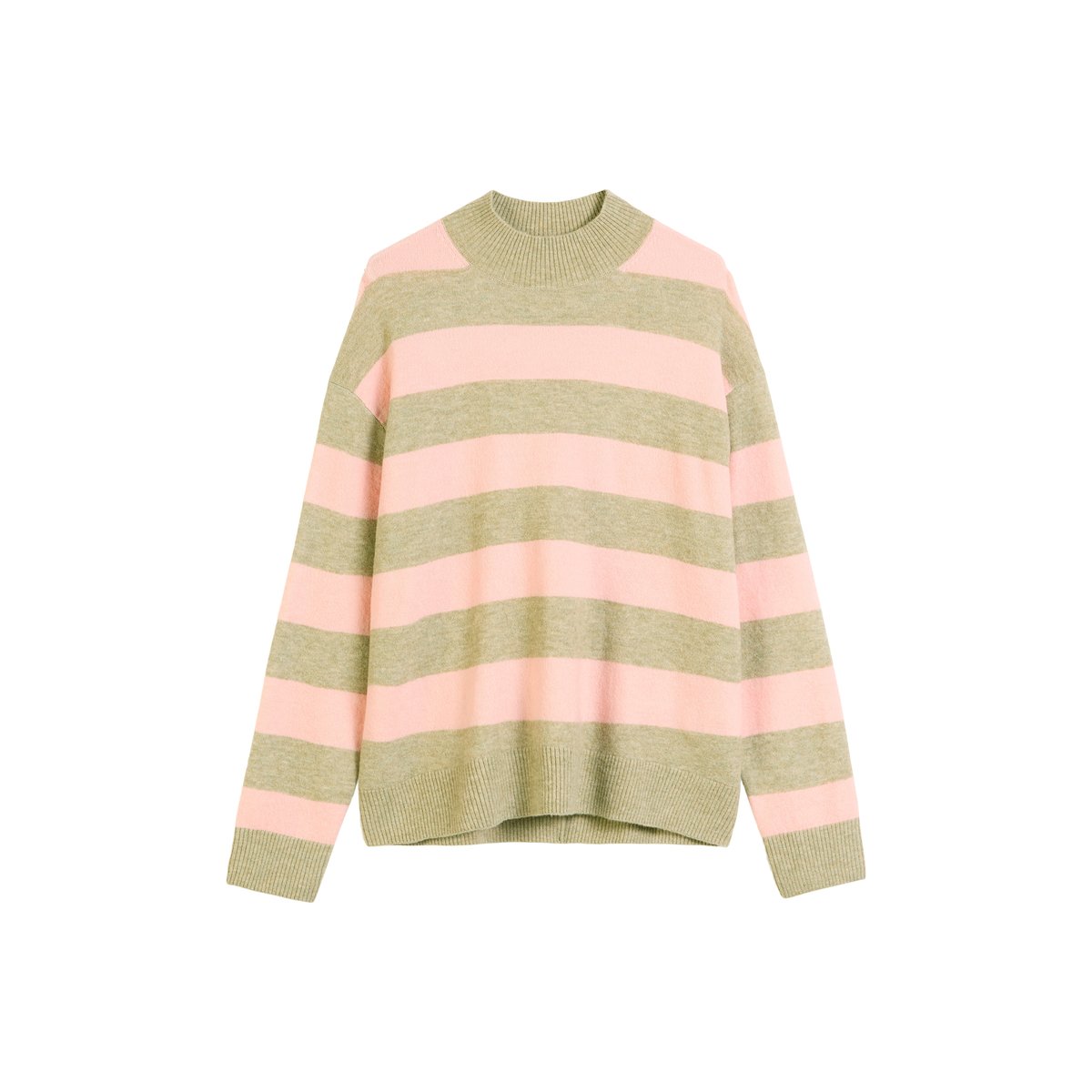 Pull-over en tricot rayé regular en doux mélange de laine vierge rose bonbon, MARC O’POLO DENIM