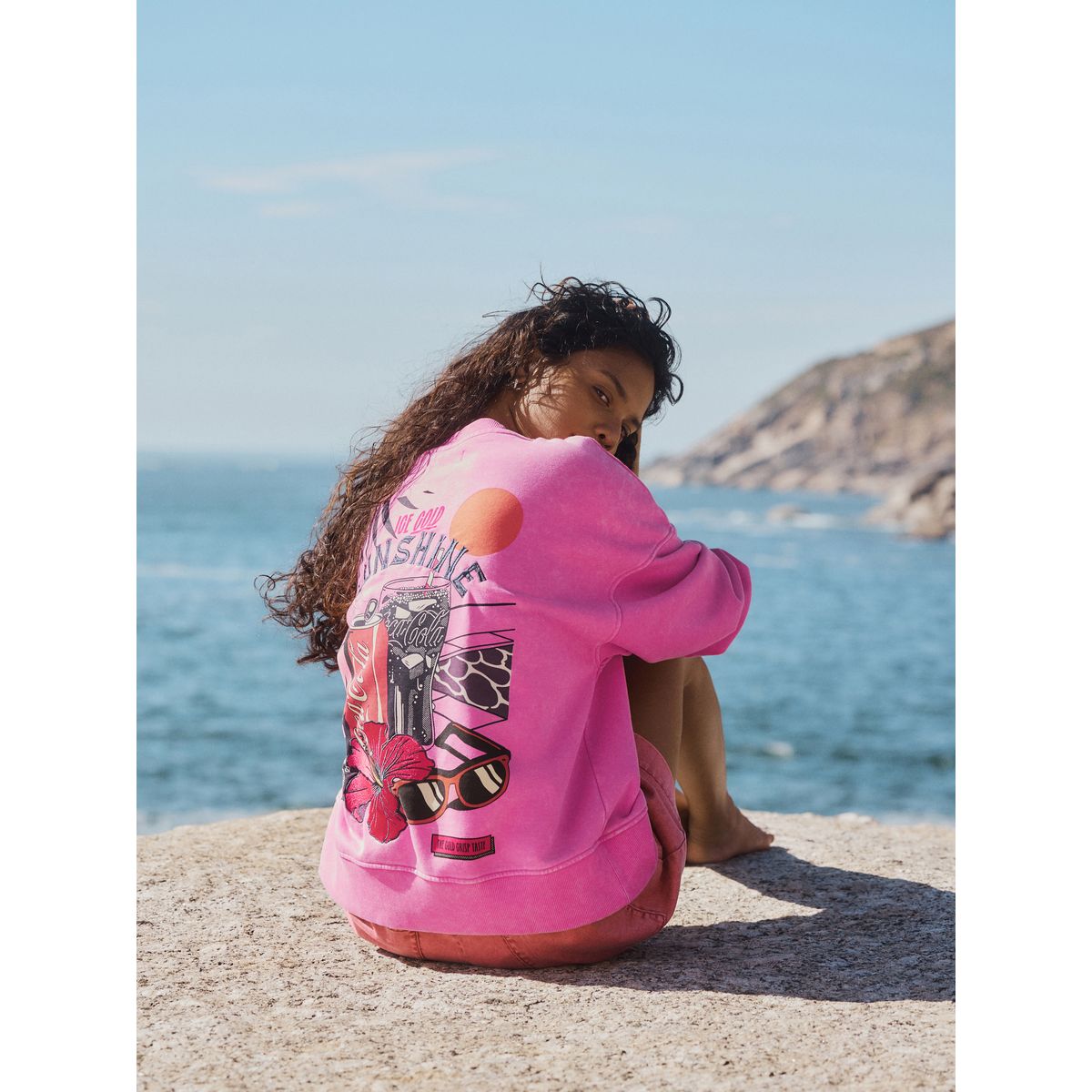 Sweat d’été effet délavé coca-cola rose, NEXT