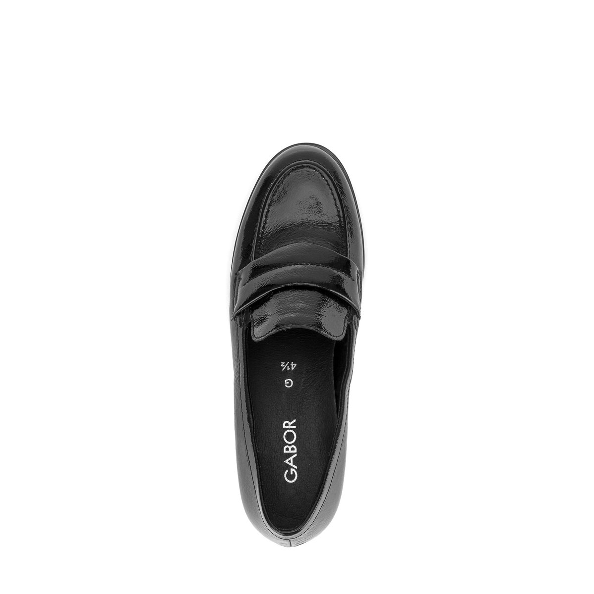 Mocassins en cuir verni à talon décroché noir, GABOR
