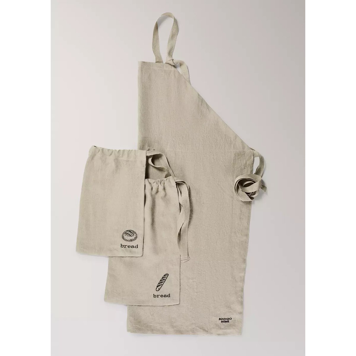 Tablier lin délavé marron clair/pastel, MANGO HOME