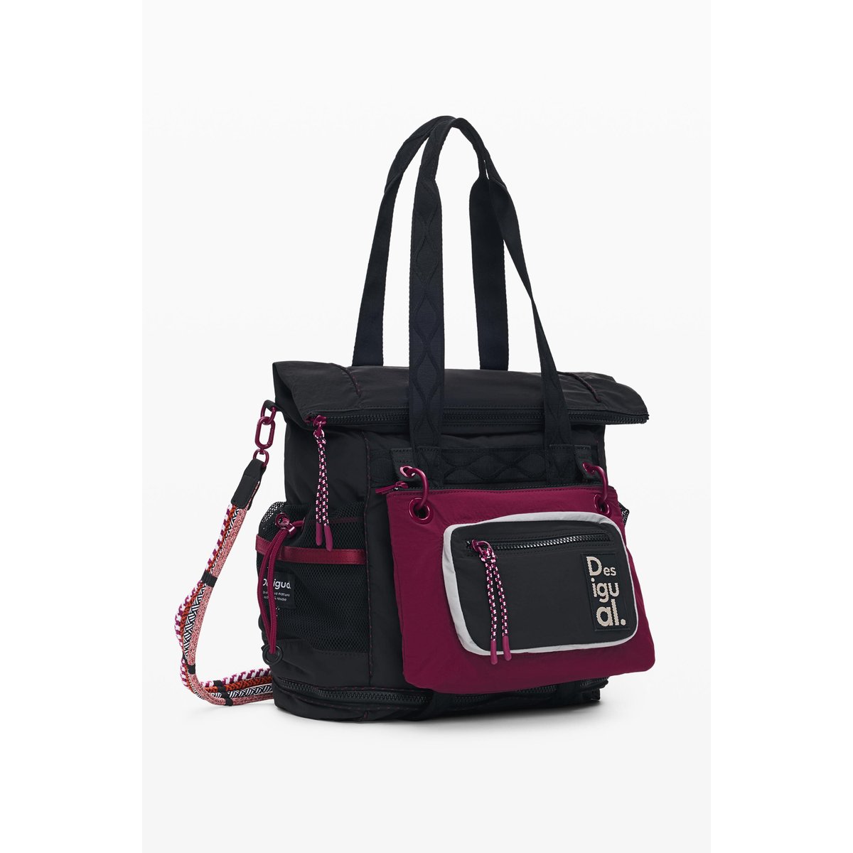 Grand sac à dos en nylon noir, DESIGUAL
